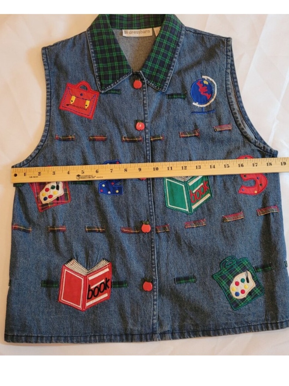 Vintage Embroidered Denim Teacher Vest - Picture 4 of 10